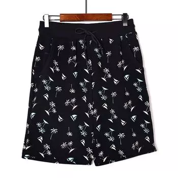 2024 Summer New COUPLE S Elastic Waist Print Wide Leg Shorts Korean Fashion Beach Pants Shorts Tide 03 L