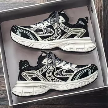2024 summer new dad shoes mesh breathable heightening sports shoes comfortable fashion casual men s shoes Korean version travel shoes 39 бежевый