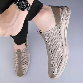 2024 Summer New Fashion Breathable Mesh Casual Men s Shoes Men s Outdoor Lightweight and Comfortable Anti Slip Sports Shoes 37 чёрный