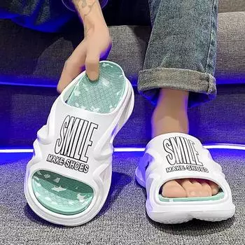 2024 summer new fashion outer wear men s and women s one-word drag thick-soled non-slip light breathable cool slippers outer sandals 36