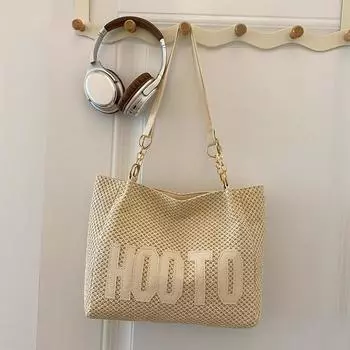 2024 summer new fashion straw woven portable shoulder large capacity tote bag women s bag supports a large number of mixed batches белый