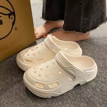 2024 Summer New Fashion Wear Hole Shoes Hollow Beach slippers Roman Women s Thick Soles Sandals 36-37 зелёный