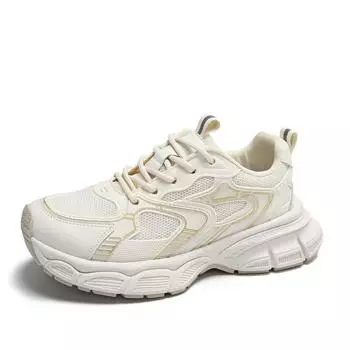 2024 лето Новые модные женские кроссовки на платформе Женская обувь Повседневные массивные белые вулканизированные теннисные женские удобные кроссовки 35 бежевый