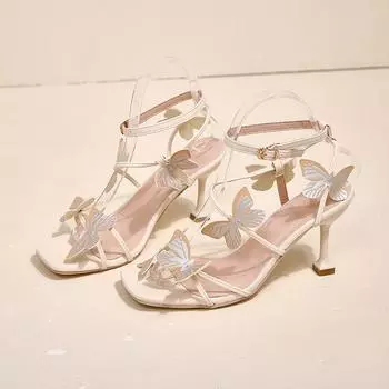2024 Summer New Fashionable and Sexy Square Head Solid Color One Button Strap Comfortable Women s Sandals Single Shoes for Women 35 бежевый