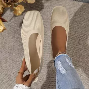 2024 summer new flying woven grandma shoes women s head shallow mouth thin one-pedal Doudou shoes breathable flat-soled single shoes 36 бежевый