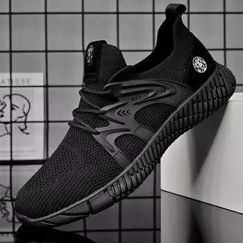 2024 summer new flying woven men s shoes sports casual shoes men s comfortable trend sports shoes 39 чёрный