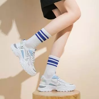 2024 Summer New Footwear Single Mesh Breathable Sneakers Platform Shoes Old Dad Shoes Sneakers 36 синий
