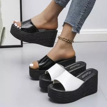 2024 Summer New Foreign Trade Plus Size Ladies Platform Sandals Casual Simple Summer Women s Shoes Women Sandals Women Shoes 35 бежевый
