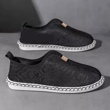 2024 summer new ice silk cloth light foot fisherman shoes Korean version of the trend Doudou shoes driving live casual shoes 39 чёрный