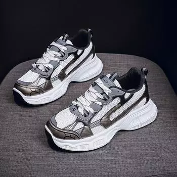 2024 summer new Korean version breathable dad shoes female student casual sports shoes female platform heightening running shoes female 35