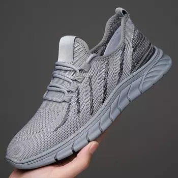 2024 Summer New Leisure Sports Breathable Men s Shoes Fashion Shoes Flying Weaving Shoes Mesh Shoes Casual Men s Running Shoes 38 чёрный