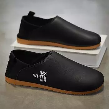 2024 summer new light foot Doudou shoes one pedal microfiber leather surface European station Douyin casual leather shoes men 39 бежевый