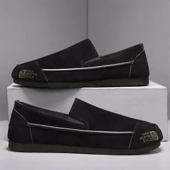 2024 summer new lightweight soft-soled Doudou shoes one-pedal microfiber suede foreign trade Douyin casual leather shoes men 39 темно-коричневого