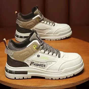 2024 Лето Новые мужские повседневные кроссовки Мужские высокие ботильоны Модные рабочие ковбойские туфли Chelsea Универсальные Zapatillas De Hombres 39 бежевый