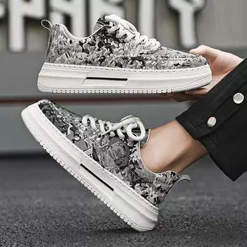 2024 summer new men s low-top skateboard shoes Hong Kong style student platform canvas shoes sports live broadcast niche men s shoes 39 чёрный