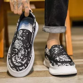 2024 summer new men s low-top one-pedal lazy shoes student casual canvas shoes live sports platform shoes 38 джинсовый синий