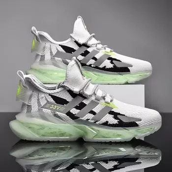 2024 summer new men s shoes breathable fly-woven running shoes low-top lace-up fashion casual men s sports shoes 40 белый