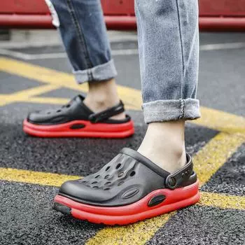 2024 летние новые мужские сандалии с носком, дышащие пляжные туфли с отверстиями, сандалии для улицы больших размеров, мода 40