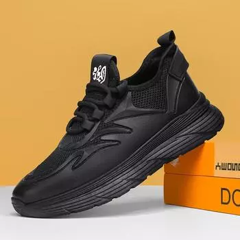 2024 summer new men s trendy versatile casual breathable thick-soled round head men s sports shoes trendy shoes men 39 чёрный