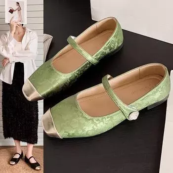 2024 summer new new Chinese women s shoes national style square head thick heel shallow mouth Mary Jane shoes women retro single shoes women 35