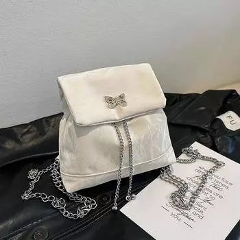 2024 summer new niche design backpack large capacity Korean commuter fashion leisure simple chain bag белый