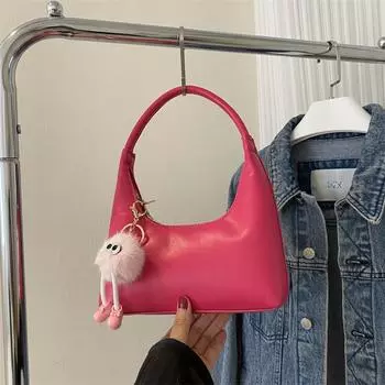 2024 summer new niche design crescent bag simple fashion casual underarm bag fashion trend shoulder bag Without pendant чёрный