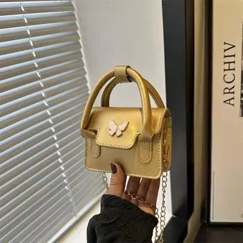 2024 summer new popular bow handbag texture foreign style fashion chain crossbody small square bag women чёрный