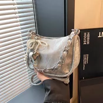 2024 summer new retro simple shoulder messenger bag casual fashion small square bag simple fashion bag women Without pendant чёрный