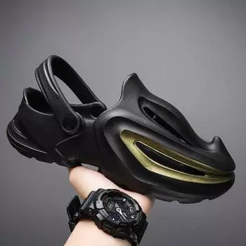 2024 летние новые сандалии легкие пляжные туфли для ходьбы повседневная мода большой размер сумка тапочки мужские 39 чёрный