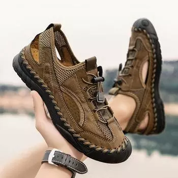 2024 summer new sandals men s thin breathable mesh outdoor sports and leisure shoes trendy versatile handmade shoes 38