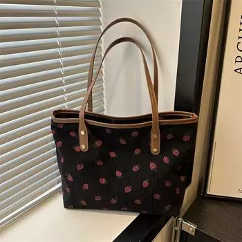 2024 summer new shoulder handbag women s fashion literary large capacity leisure personality simple fashion tote bag чёрный