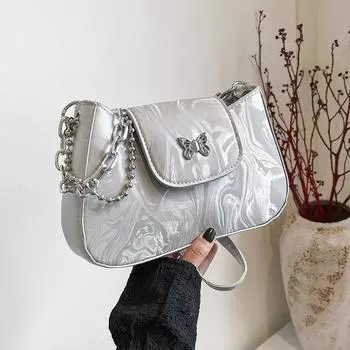 2024 summer new shoulder messenger bag Korean version trendy fashion chain high-end niche design small square bag women белый