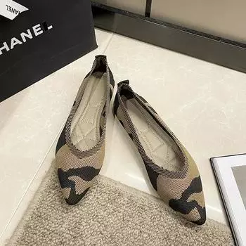 2024 Лето Новые Мягкие Туфли С Заостренным Носком Дышащие Плоские Туфли Однотонные Корейские Туфли Для Женщин 35 хаки