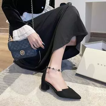 2024 Summer New Women s Fashion New Fashion High Heels Ladies Sexy Party Mid Heel Women Sandals New Sandals for Women 35 абрикосовый