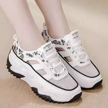 2024 Summer New Women s Hollow Breathable Mesh Cool Slippers Thick increase Sole Womens Shoes 35 чёрный
