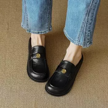 2024 summer new women s shoes 939-2 one-pedal half slippers women s outer wear 2 new lazy retro bag head drag 35 чёрный