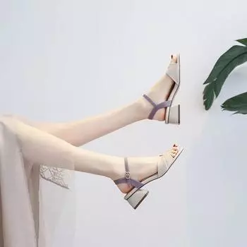 2024 Summer Sandals For Women Thick Heeled Outdoor Open Toe Women Shoes High Heels Comfortable Women s Sandals Large Size 43 35 зелёный