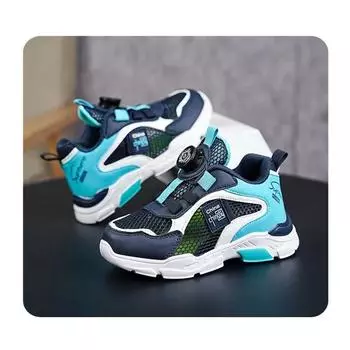 2024 Лето Одинарная сетчатая дышащая спортивная обувь для мальчиков Детские кроссовки Резиновые кроссовки для отдыха Повседневные детские кроссовки 28 синий