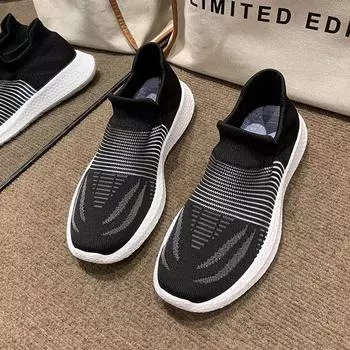 2024 Summer Women Mesh Shoes Breathable Lady Sneakers Slip on Outdoor Flats Female Beach Shoes Sandals Shoes Women s Tennis 35 чёрный