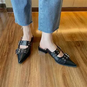 2024 summer women s new stylish and comfortable mid-heel casual Sandals 35 чёрный