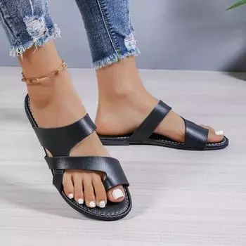 2024 Summer Women s Shoes High Quality Solid Color Large Size Slip-On Women s Slippers Fashion Casual Women s Beach Slippers 36 чёрный