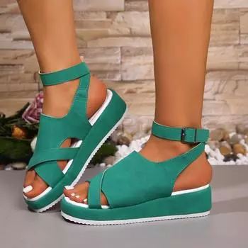 2024 Summer Women Wedge Sandals Women Non Slip Platform Sandles Woman Outdoor Beach Lightweight Walking Sandalias Plus Size 36 чёрный