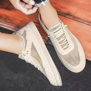 2024 Summer Youth New Mesh Lazy Man Step on Breathable Sneakers 39 бежевый