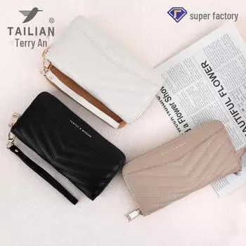 2024 Tailian вышитая женская сумка-клатч - модный кошелек большой вместимости коричневый