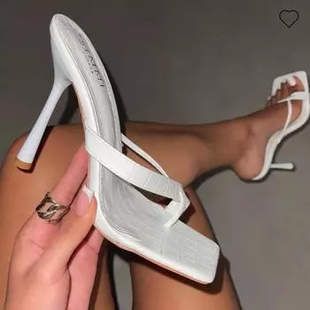 2024 тапочки большого размера женские летние однотонные с квадратным носком и узором «елочка» на тонком каблуке, женские босоножки на высоком каблуке 36 розы красного