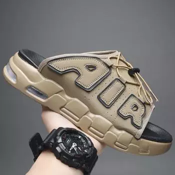 2024 Тапочки для мужчин Нескользящие удобные летние тапочки Cloud Пляжные сандалии Толстая подошва Воздушные туфли Подушка Шлепанцы кроссовки 39 черный белый