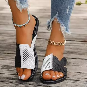 2024 Тапочки Летняя обувь для женщин Роскошные сандалии Дизайнерские шлепанцы Женские пляжные сандалии на плоской подошве Женские повседневные кроссовки для отдыха на открытом воздухе 36 чёрный