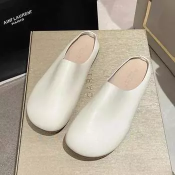 2024 Тапочки Повседневная обувь на плоской подошве Женские мокасины с закрытым носком ПУ Шлепанцы Мюли для женщин Низкие пантофли Роскошные резиновые Новые римские тапочки 35 бежевый