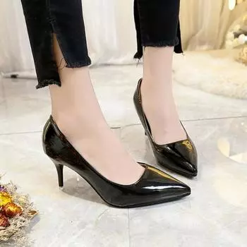 2024 Телесные туфли-лодочки для женщин Туфли на высоком каблуке Женские модные лакированные сексуальные туфли с острым носком на тонком каблуке Свадебные туфли размера плюс 33-43 33 вино красного