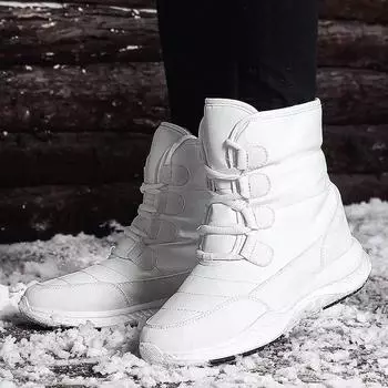 2024 Теплые женские ботинки на танкетке и платформе, удобные хлопковые ботинки на толстой подошве, противоскользящие ботинки для альпинизма и путешествий 36 чёрный